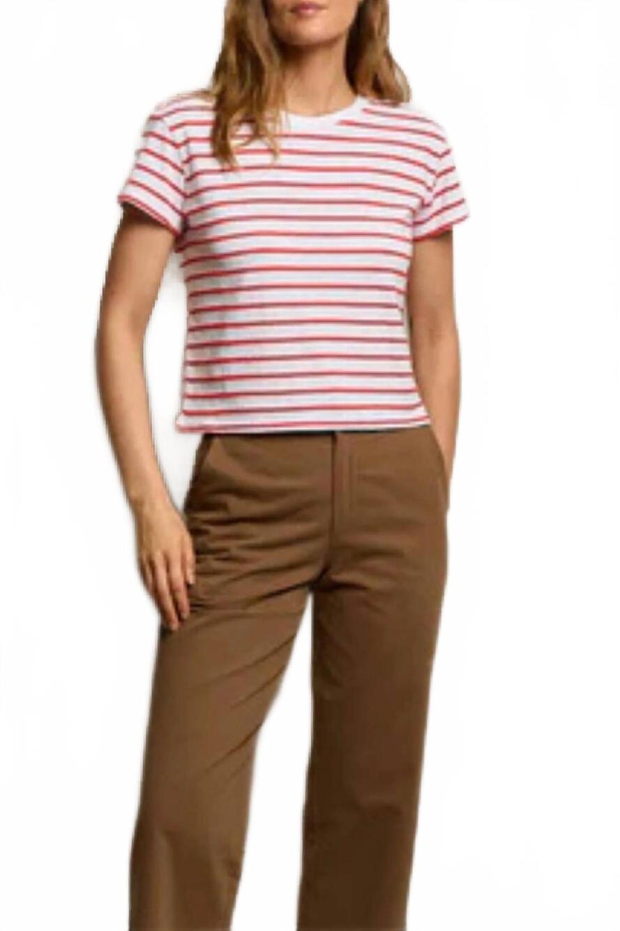 NEW PERFECTWHITETEE everett jersey boxy t shirt in tomato stripe